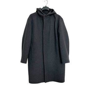 Men’s Theory Waylon Wool Hooded Long Coat Gray XXL